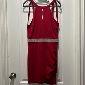 Red mini dress with rhinestones back straps :)